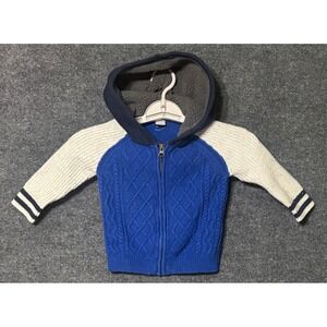 Baby Gap Toddler‎ Boys Girls Blue Cable Knit Zip Hoodie Sweater 2T